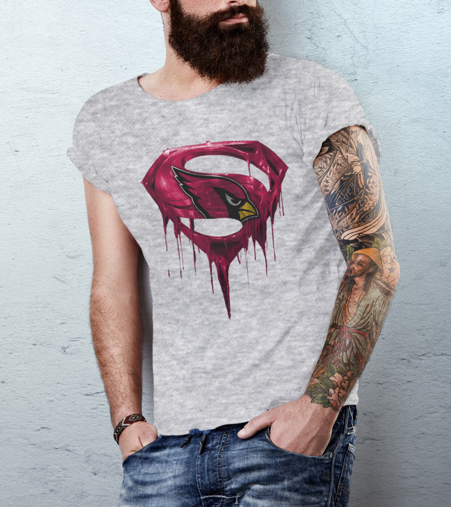 SPM Arizona Cardinals Dripping Super Hero Emblem T-Shirt