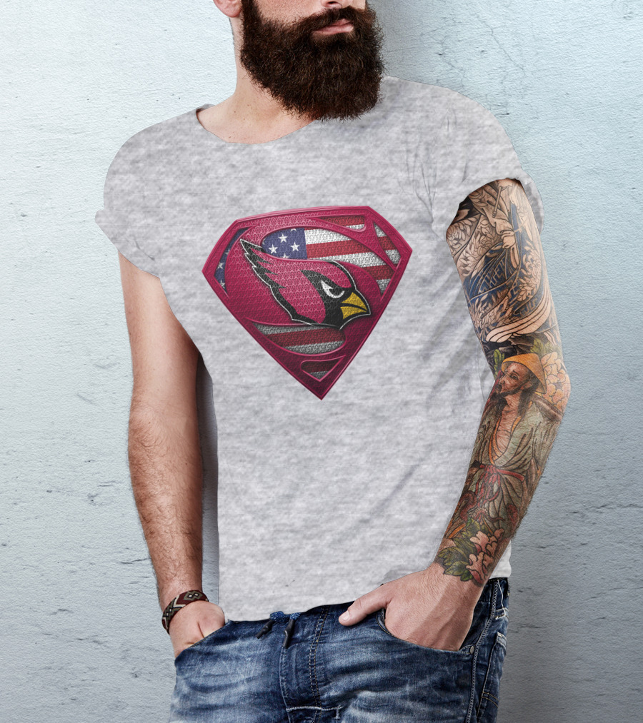 Spm Arizona Cardinals Superman American Flag T-Shirt