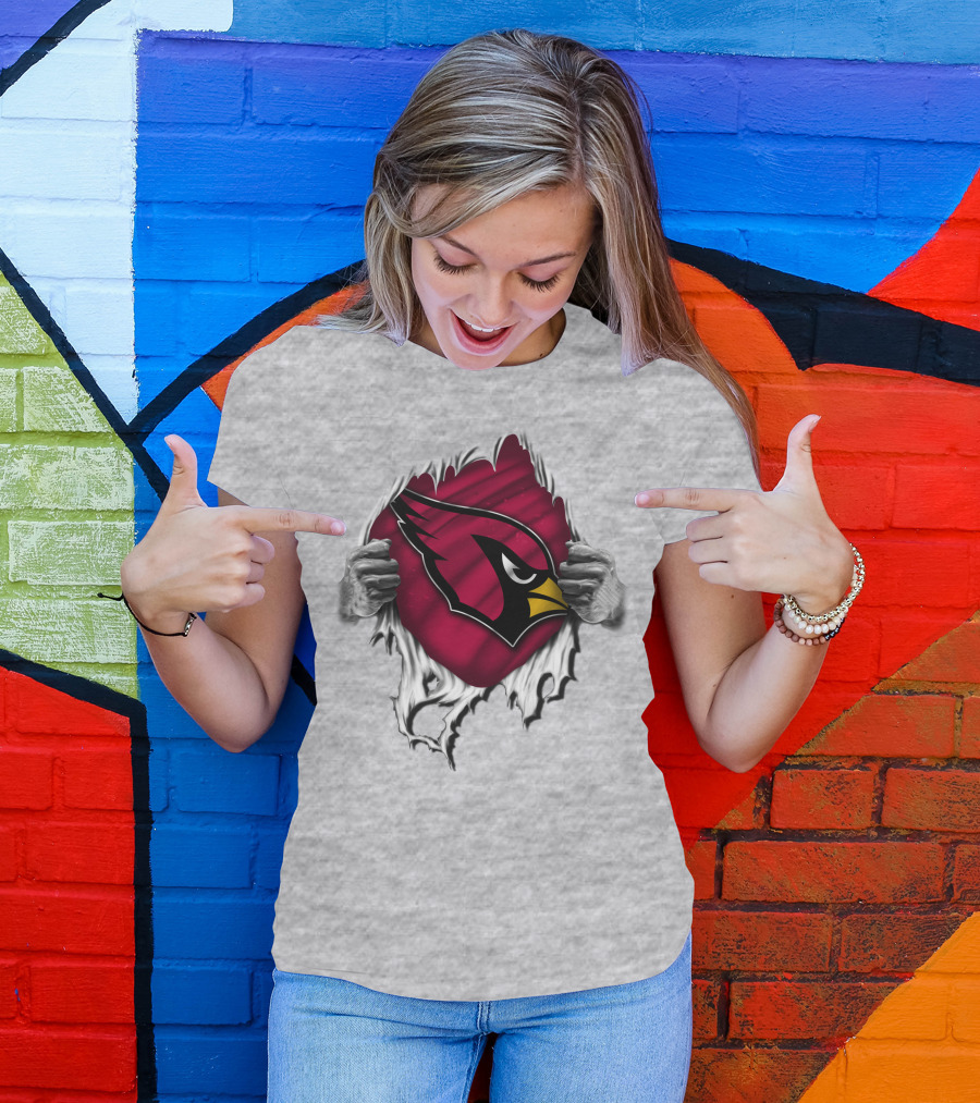 Torn Arizona Cardinals Logo Revealing Hidden Strength T-Shirt
