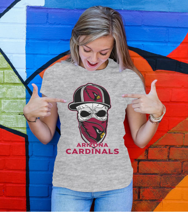 Arizona Cardinals Skull Hat T-Shirt