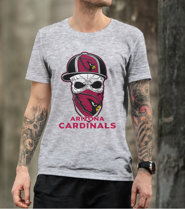 Arizona Cardinals Skull Hat T-Shirt