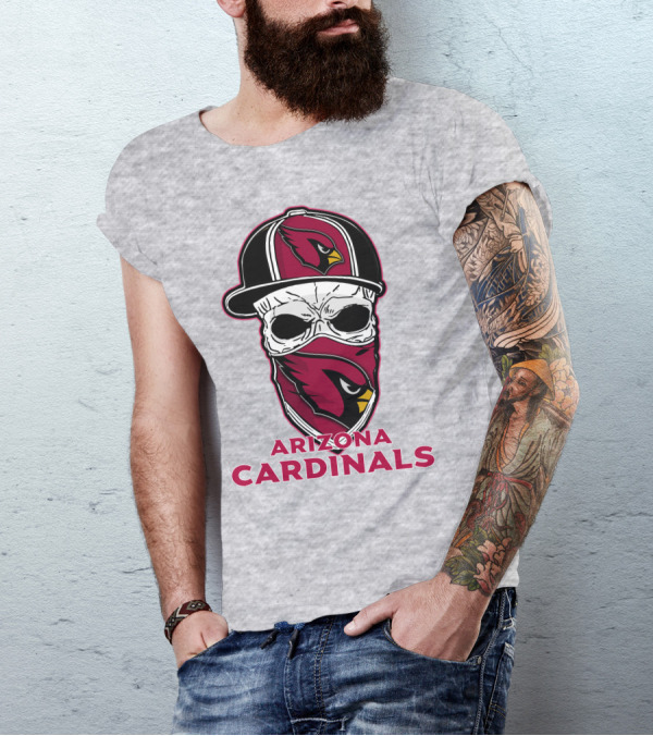 Arizona Cardinals Skull Hat T-Shirt