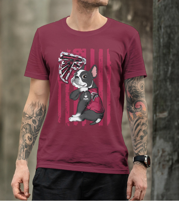 Boston Terrier I Love Mom Atlanta Falcons T-Shirt
