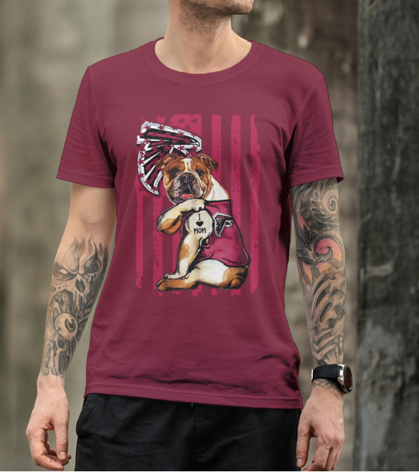 Bulldog Atlanta Falcons I Love Mom Patriotic T-Shirt