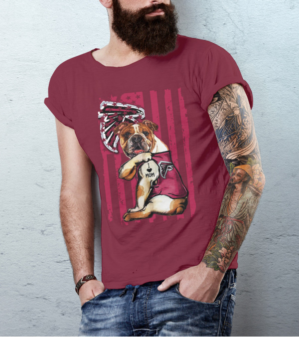 Bulldog Atlanta Falcons I Love Mom Patriotic T-Shirt