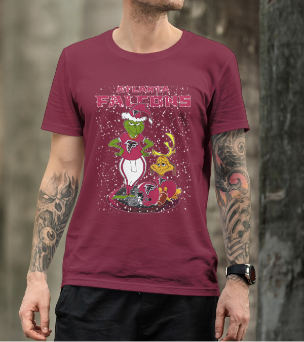 Atlanta Falcons Grinchxmas Snowy Holiday Characters T-Shirt