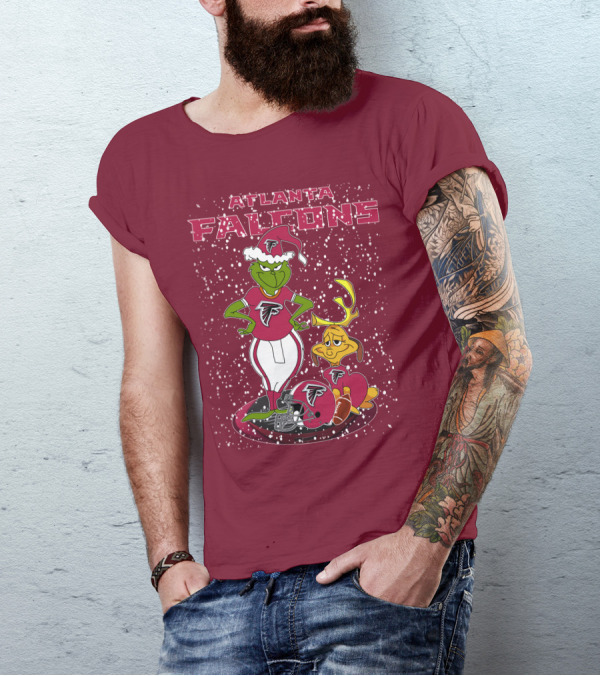 Atlanta Falcons Grinchxmas Snowy Holiday Characters T-Shirt