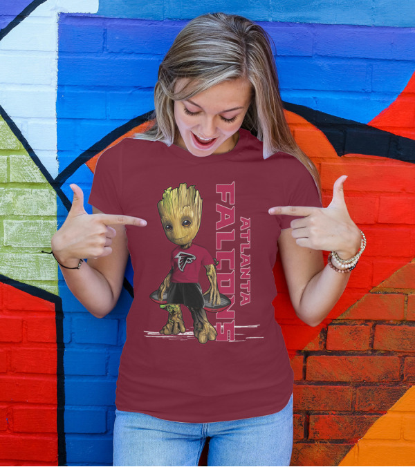 Groot Atlanta Falcons Fan Character Holding Atlanta Falcons T-Shirt