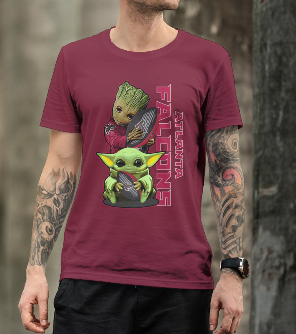 Grzd Atlanta Falcons Groot Baby Yoda Football T-Shirt