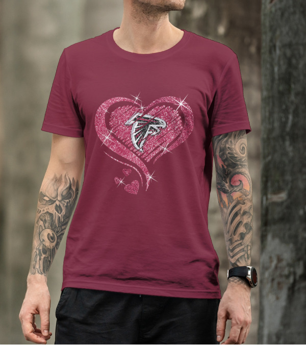 Atlanta Falcons Glitter Heart Diamond T-Shirt