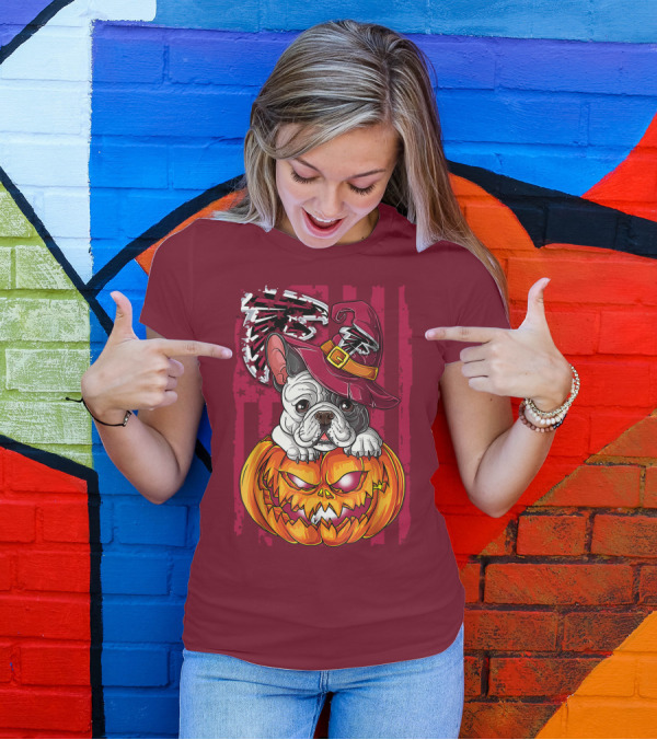 Hlw Bulldog Pumpkin Halloween Atlanta Falcons T-Shirt