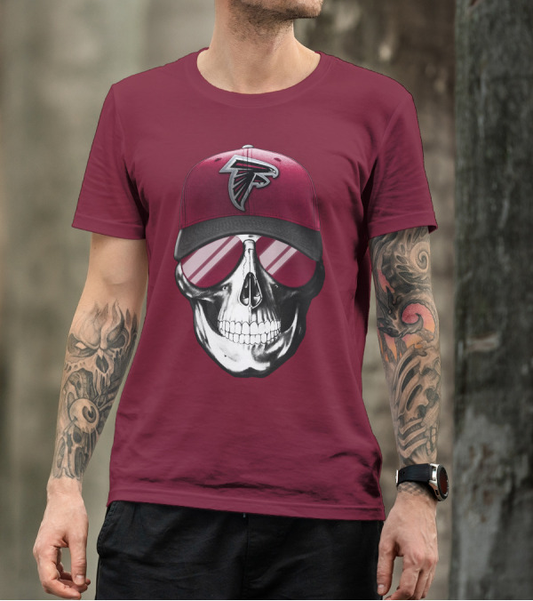 Atlanta Falcons Skull Cap With Reflective Glasses T-Shirt