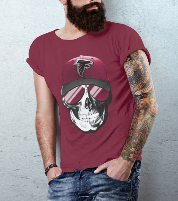 Atlanta Falcons Skull Cap With Reflective Glasses T-Shirt