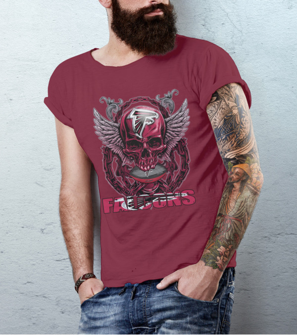Skullfb Atlanta Falcons Winged Skull T-Shirt