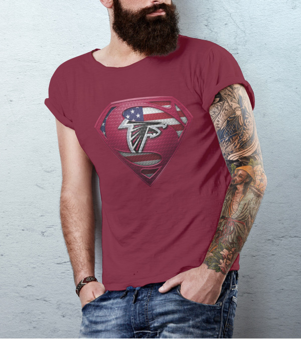 Spm Atlanta Falcons American Flag Superman T-Shirt