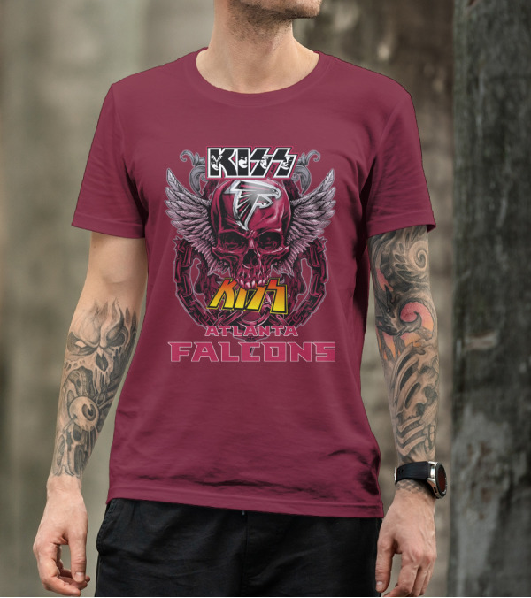 Kiss Atlanta Falcons Skull Winged T-Shirt