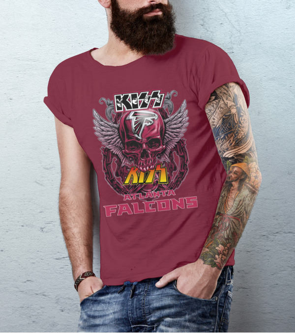 Kiss Atlanta Falcons Skull Winged T-Shirt