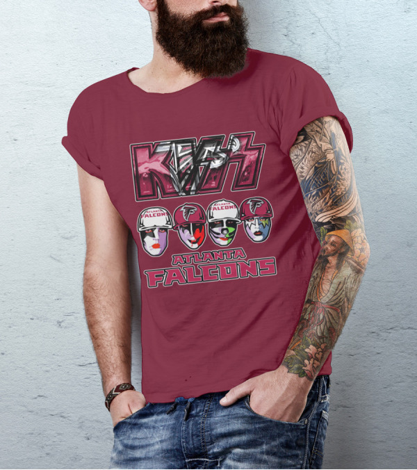 Kiss Atlanta Falcons Faces Logo NFL Band Crossover T-Shirt