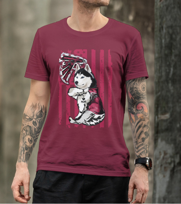 Siberian Husky I Love Mom Atlanta Falcons T-Shirt