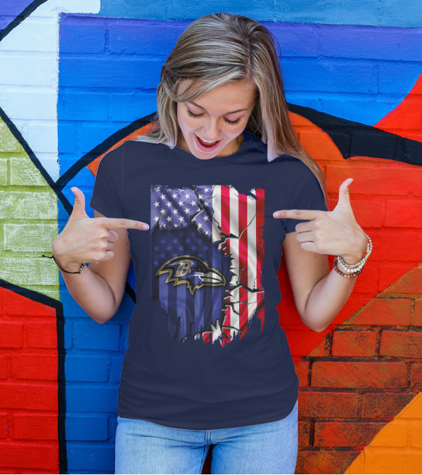 Baltimore Ravens American Flag T-Shirt