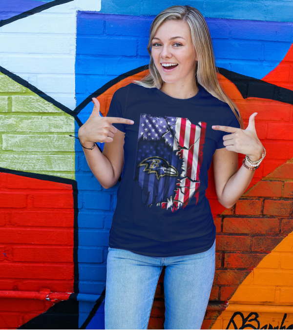 Baltimore Ravens American Flag T-Shirt