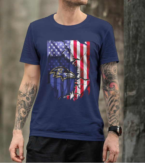 Baltimore Ravens American Flag T-Shirt