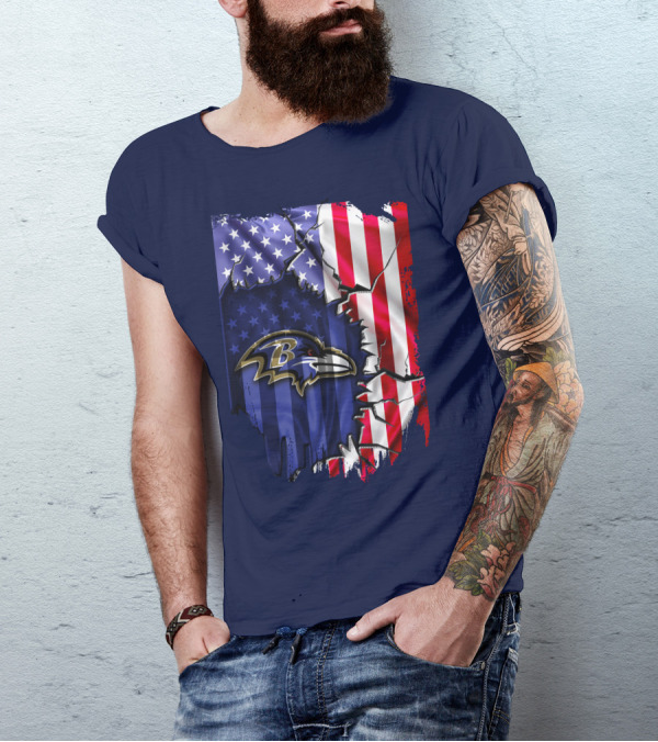 Baltimore Ravens American Flag T-Shirt