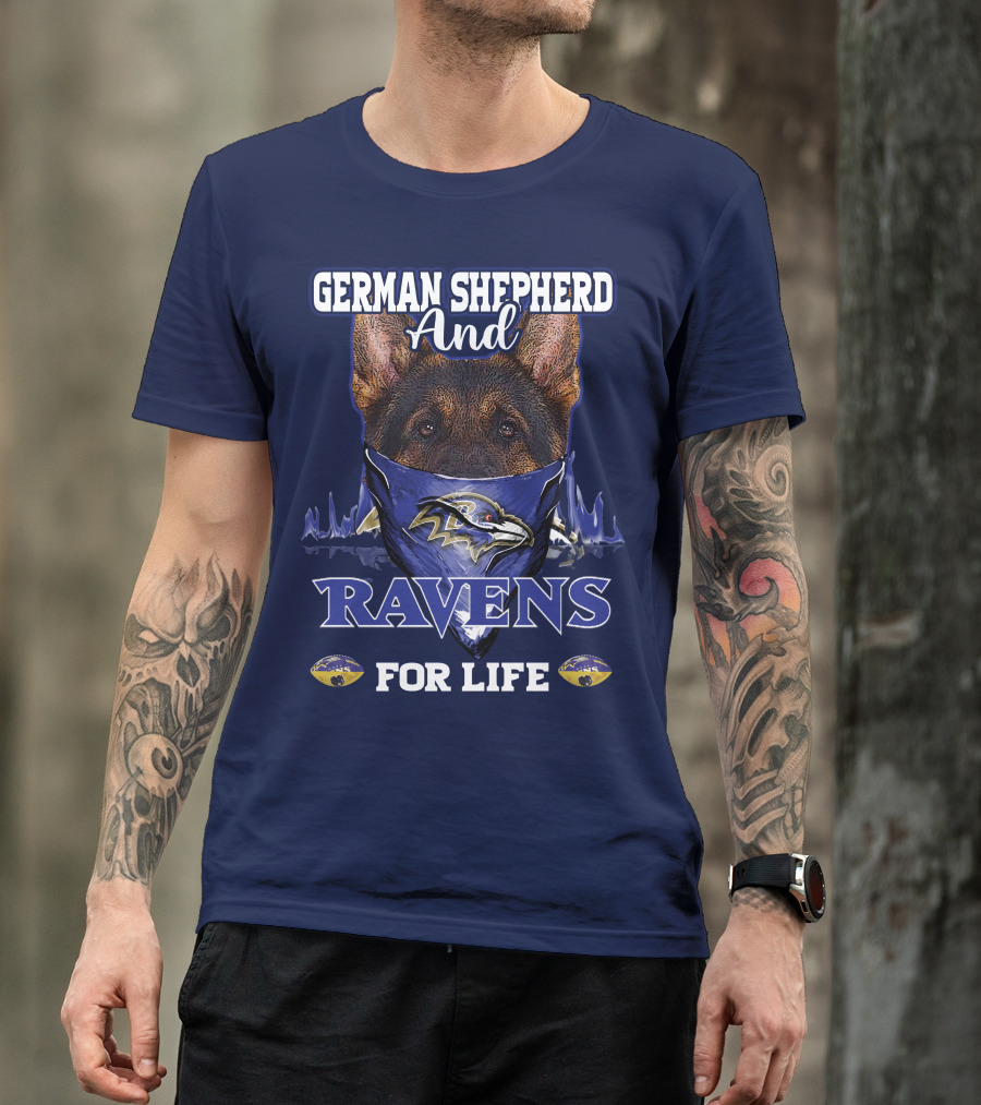 German Shepherd And Ravens For Life Baltimore Ravens T-Shirt