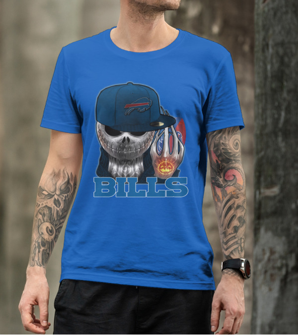 Jackskull Buffalo Bills NFL Skeleton Pumpkin Halloween T-Shirt