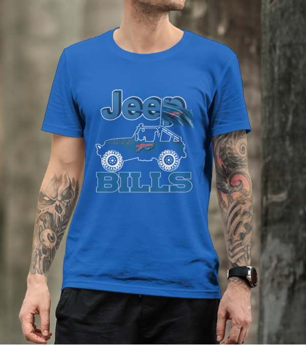 Jeep Bills Buffalo Logo Design With Flag T-Shirt