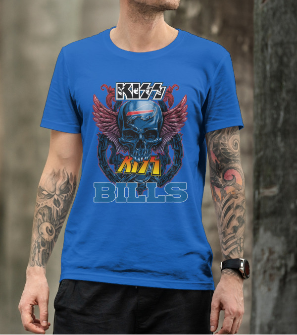 Kiss Bills Buffalo Bills Skull Winged T-Shirt