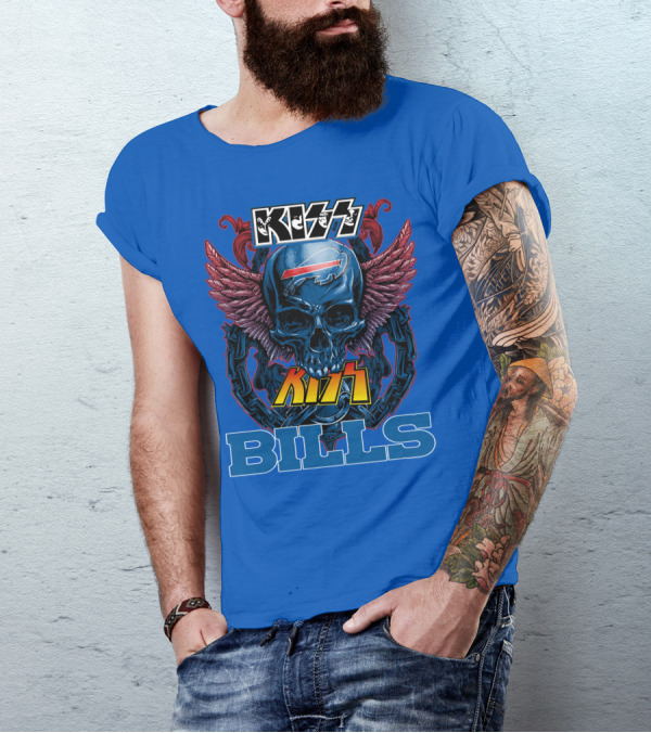 Kiss Bills Buffalo Bills Skull Winged T-Shirt