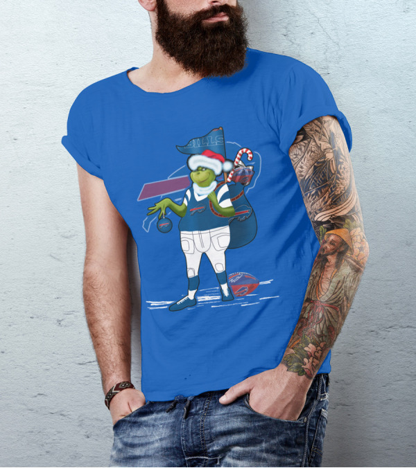 Grinchxmas Buffalo Bills Christmas Santa Football T-Shirt