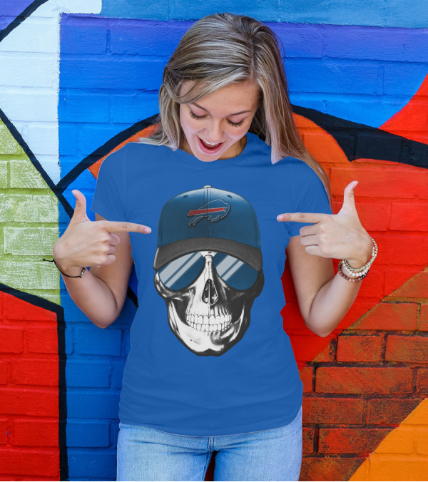 Skull Buffalo Bills Cap Mirror Sunglasses T-Shirt
