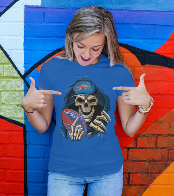 Buffalo Bills Skullbong Skeleton Football T-Shirt