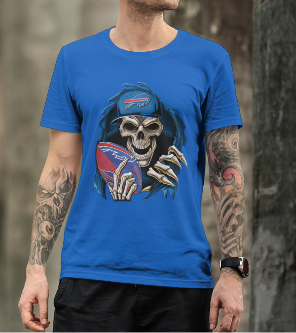 Buffalo Bills Skullbong Skeleton Football T-Shirt
