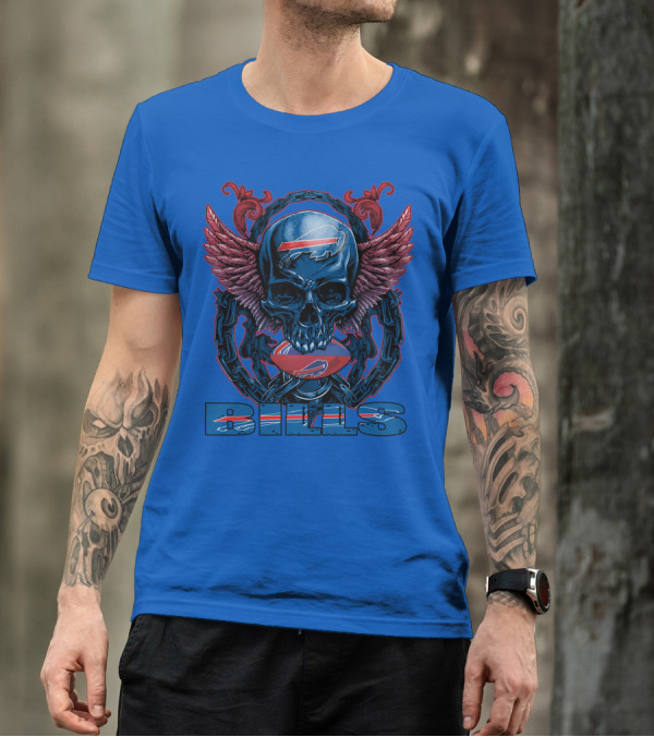 Buffalo Bills Skull With Wings And Chains T-Shirt