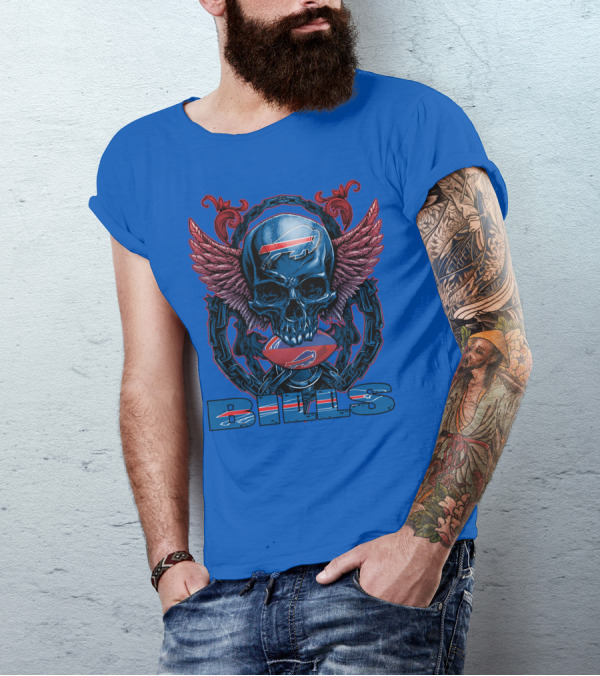 Buffalo Bills Skull With Wings And Chains T-Shirt