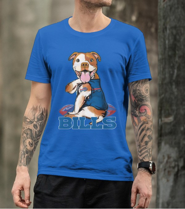 Buffalo Bills Pitbull With Footballs And Team T-Shirt