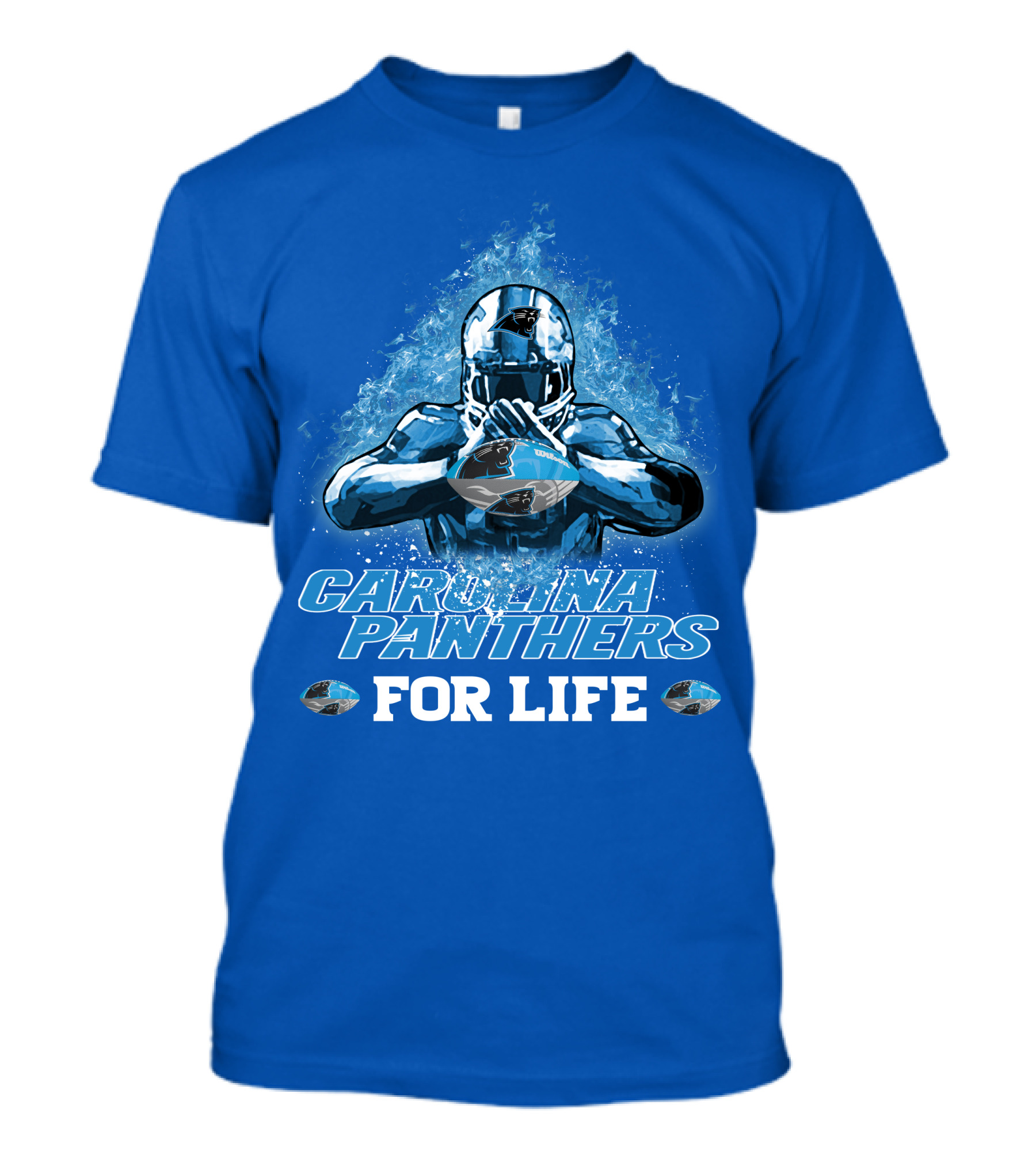 CAROLINA PANTHERS FOR LIFE Football Player Holding Helmet T-Shirt