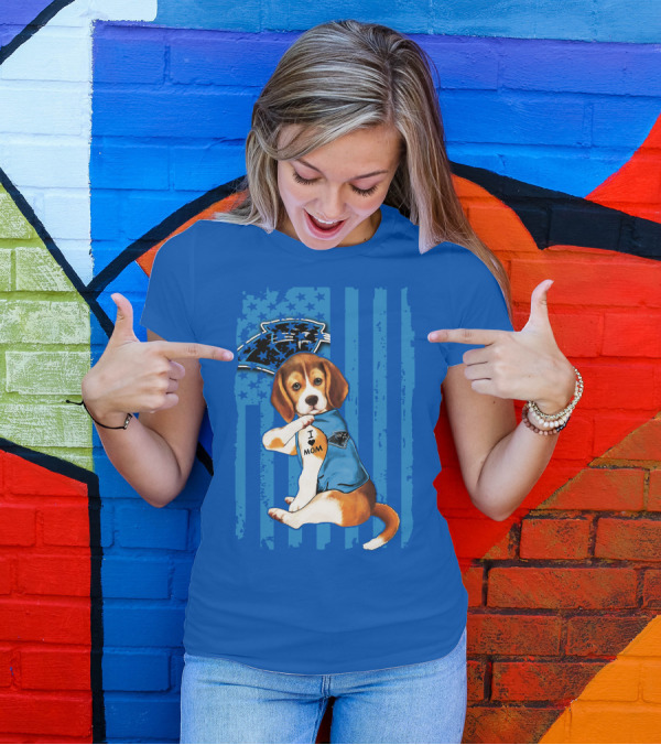 Beagle I Love Mom Carolina Panthers NFL Puppy Fan T-Shirt