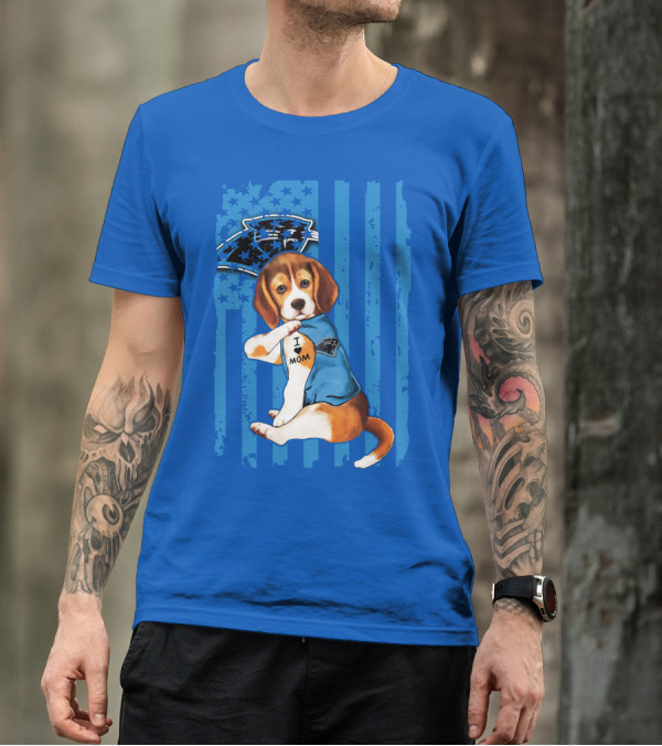 Beagle I Love Mom Carolina Panthers NFL Puppy Fan T-Shirt
