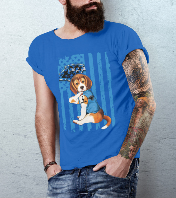 Beagle I Love Mom Carolina Panthers NFL Puppy Fan T-Shirt
