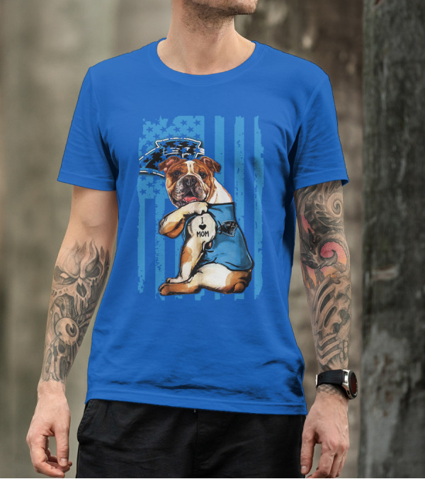 Bulldog Carolina Panthers I Love Mom T-Shirt