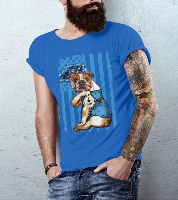 Bulldog Carolina Panthers I Love Mom T-Shirt