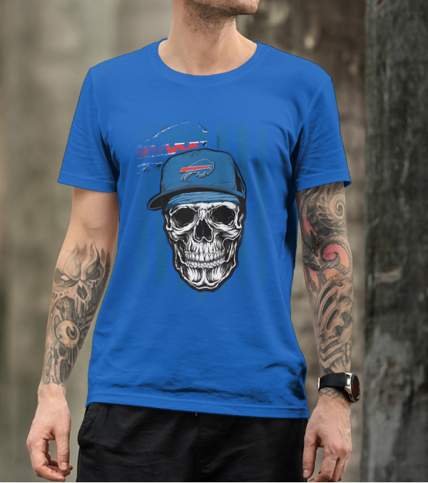 Buffalo Bills Skull With Cap T-Shirt