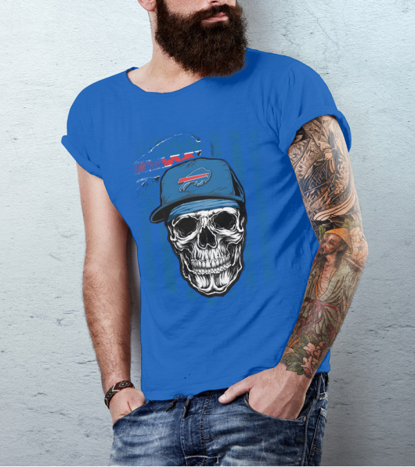 Buffalo Bills Skull With Cap T-Shirt