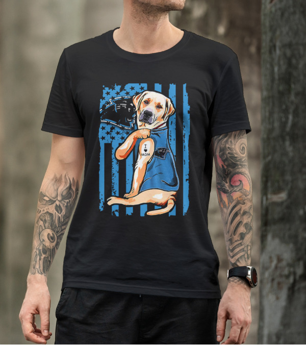 Labrador Retriever I Love Mom Carolina Panthers T-Shirt