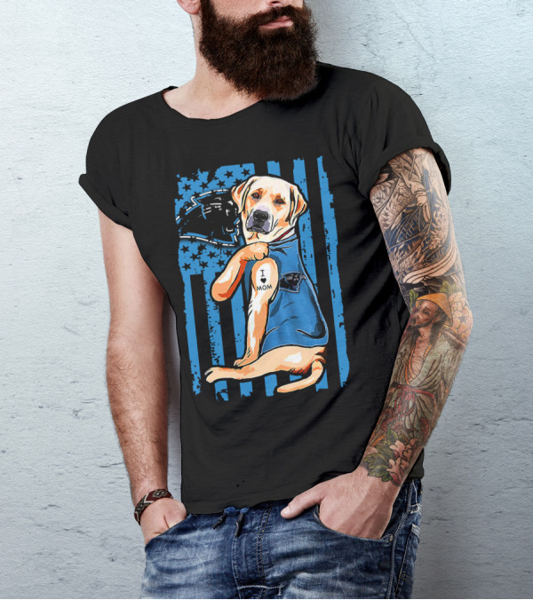 Labrador Retriever I Love Mom Carolina Panthers T-Shirt