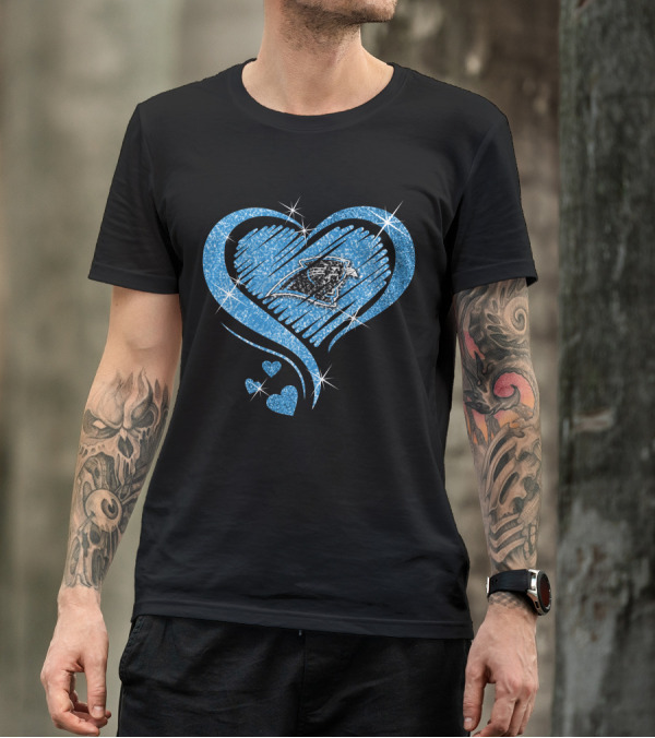 Heart Diamond Sparkle Carolina Panthers Fan Love T-Shirt